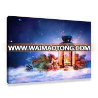 Christmas Lantern Wall Art LED Light Candle Canvas Painting For Festival Home Decoration