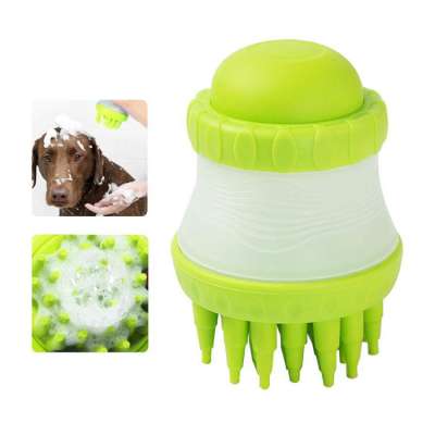 Pet Bath Brushes Dog Cat Shower Massage Scrubber Tool Pet Hair Cleaner Comb with Silicone Bristles and Shampoo Container